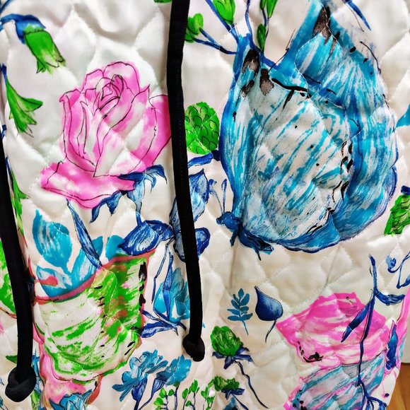 Vintage 1960s Quilted Hostess Dress MOD Flower Power Maxi Dress Butterflies M - Picture 12 of 12